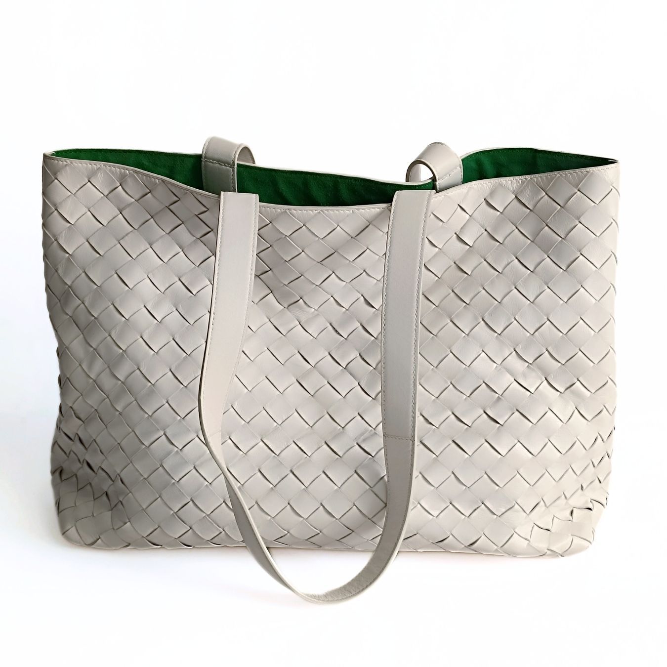 Bottega Veneta Bottega Veneta woven maxi shopper bag in white leather - '10s