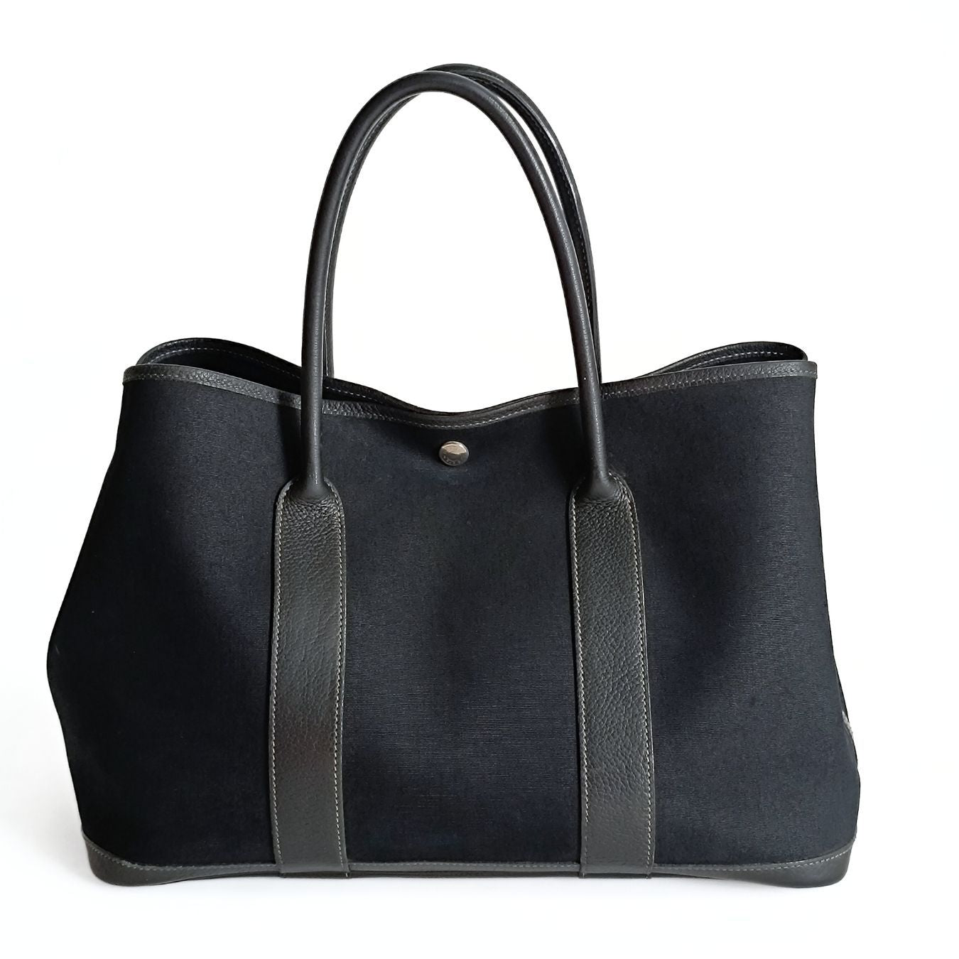 Hermès Hermès Garden Party handbag in black canvas and leather - '10s