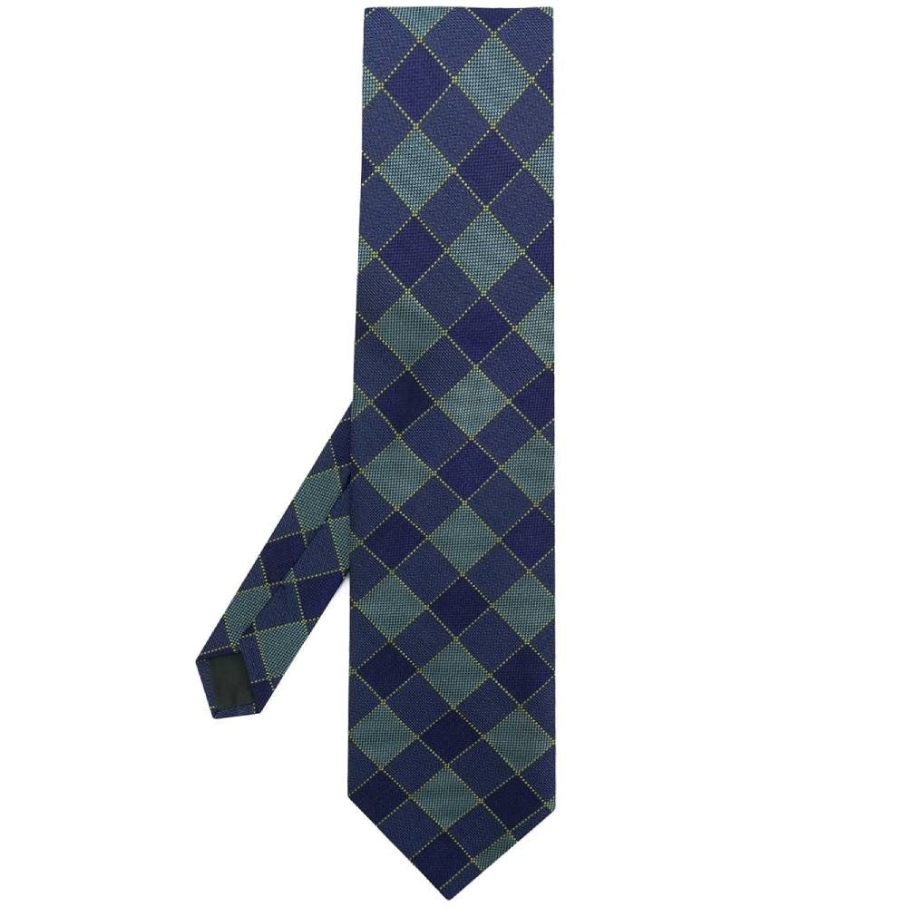 Romeo Gigli Blue Diamond Pattern Silk Tie - '90s