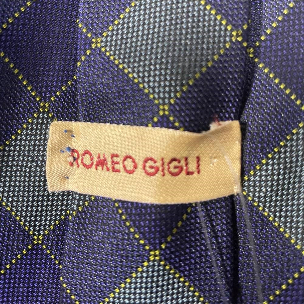 Romeo Gigli Blue Diamond Pattern Silk Tie - '90s