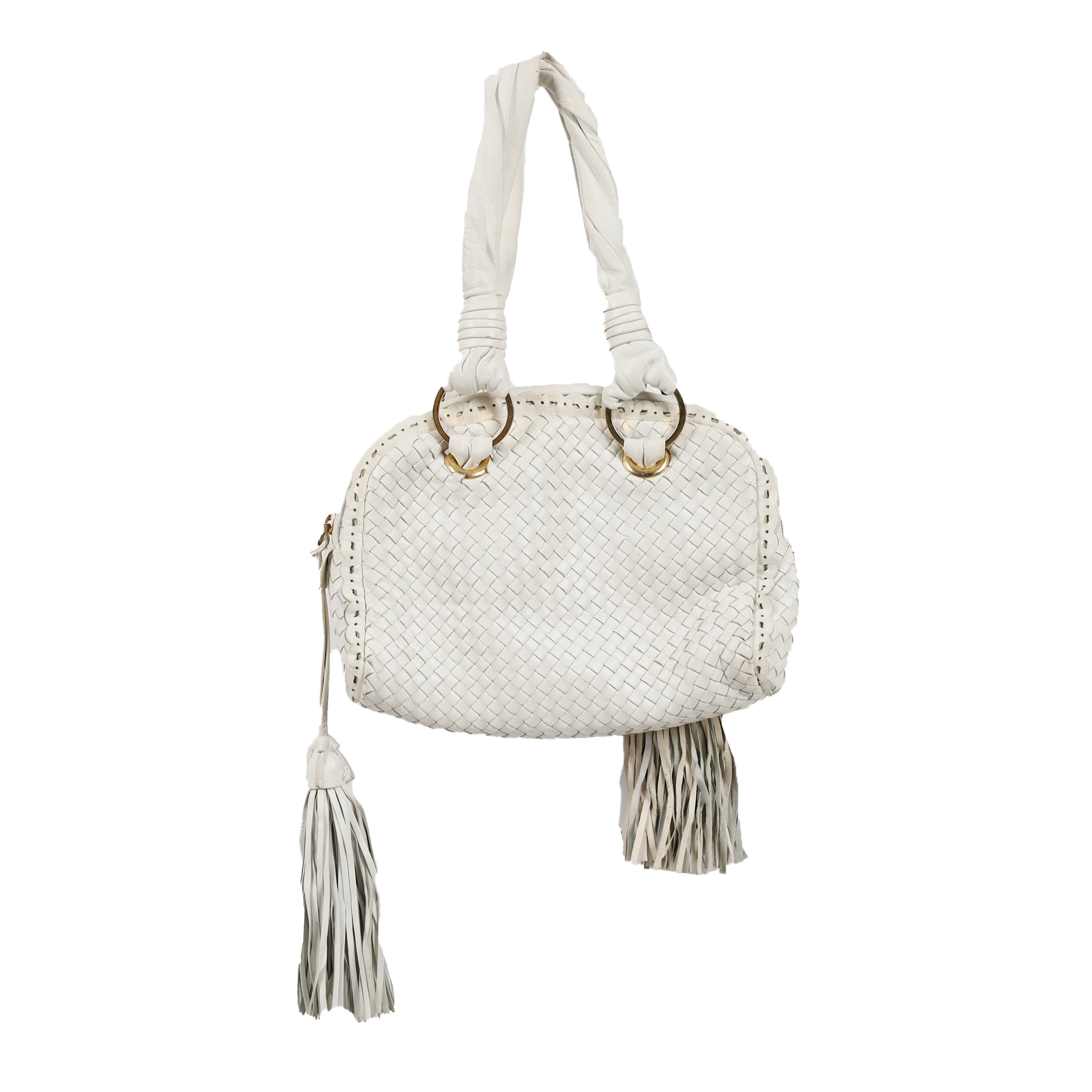 Paola Del Lungo Woven Leather Bag with Fringe - '90s