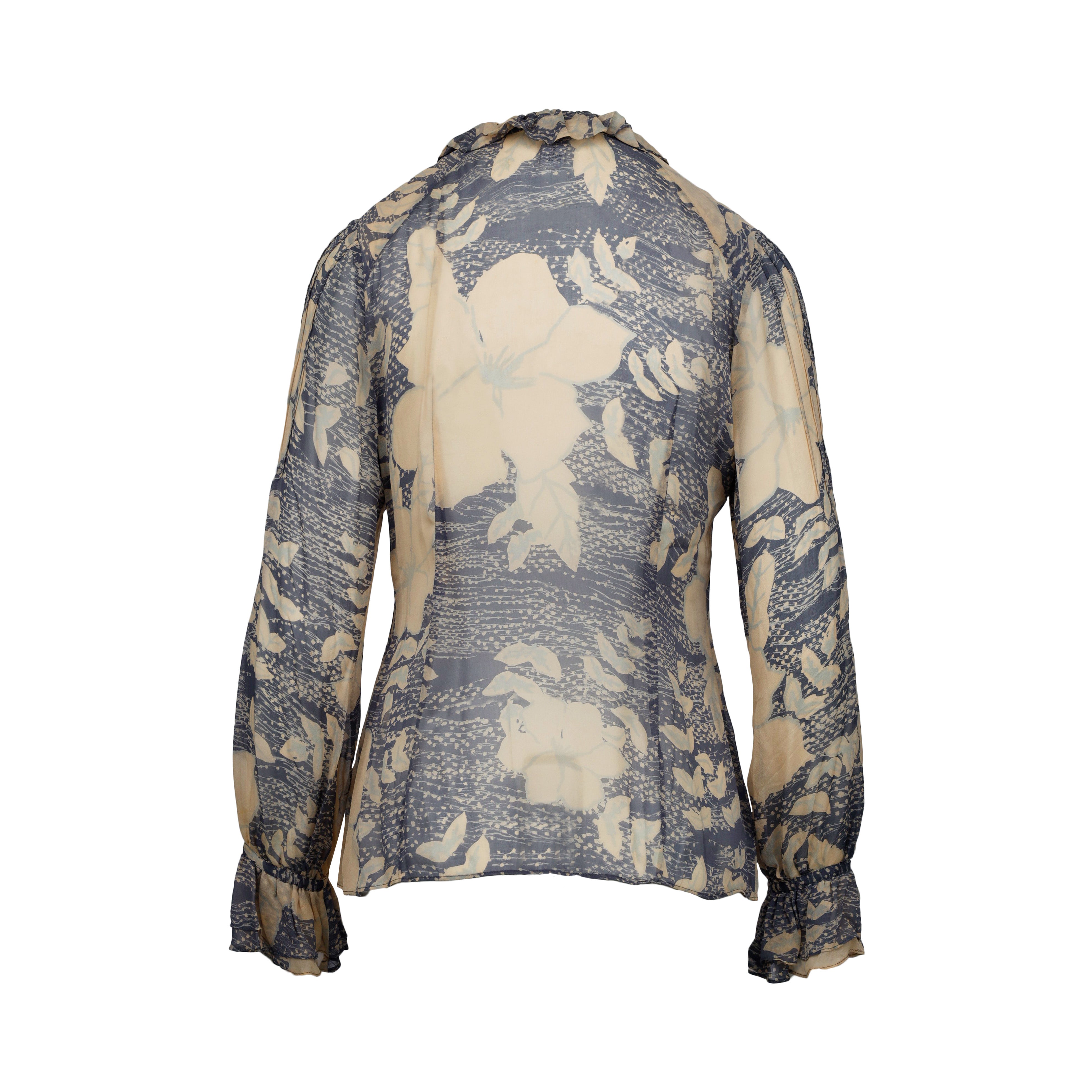 Diane Von Furstenberg Ruffle Collared Printed Blouse - '10s