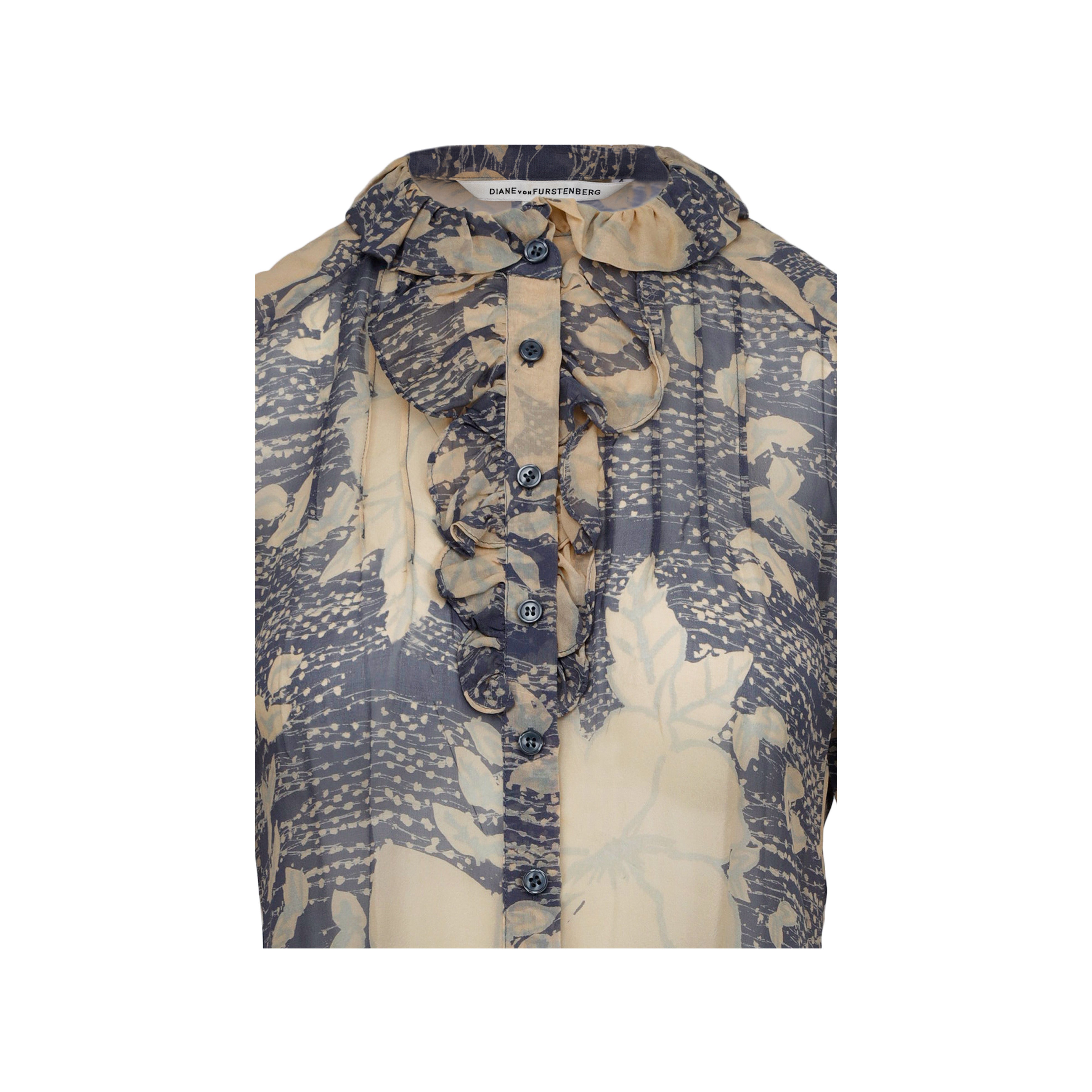 Diane Von Furstenberg Ruffle Collared Printed Blouse - '10s