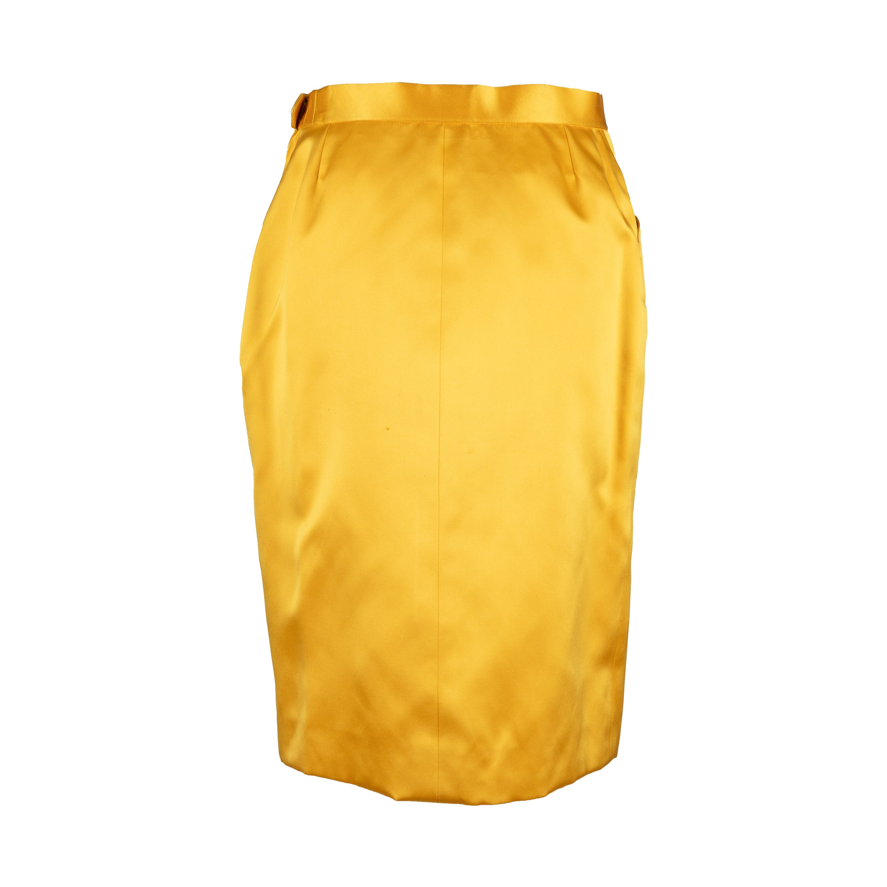 Saint Laurent Rive Gauche Satin Pencil Skirt - '80s