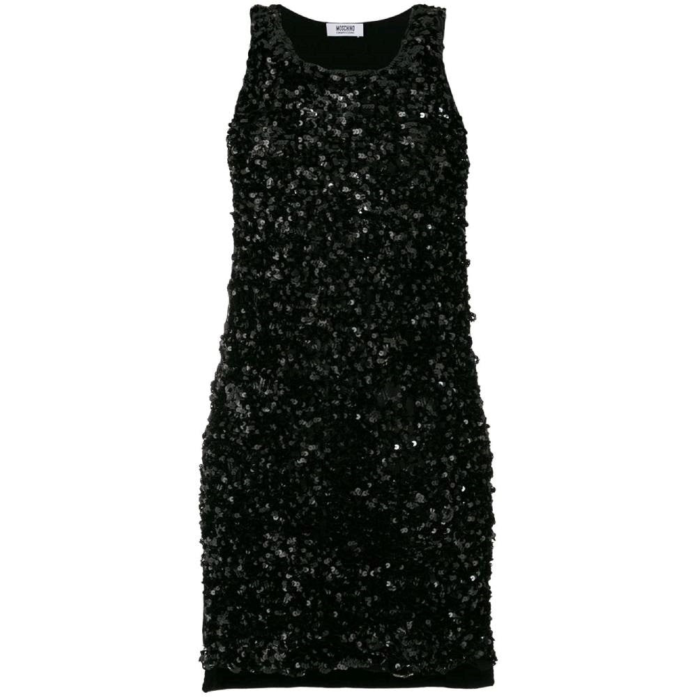 Moschino Black Wool Sequined Dress - 2000s