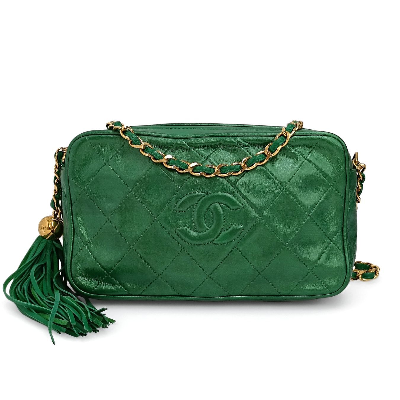 Chanel Chanel vintage Camera bag in green leather - '10s