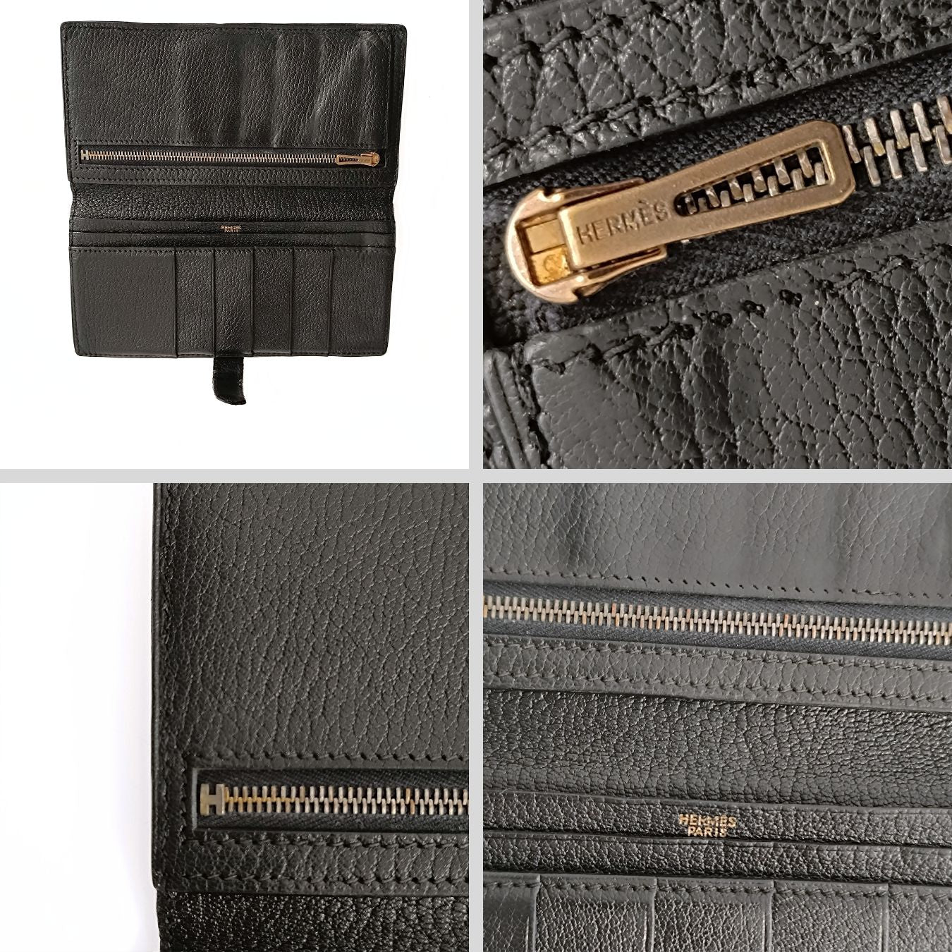 Hermès Hermès vintage Béarn Soufflet wallet in black leather - '10s