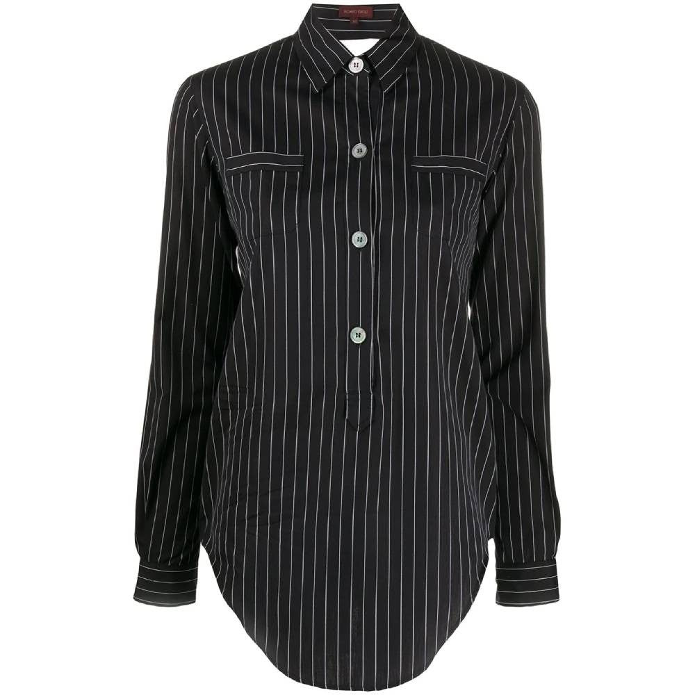 Romeo Gigli Black Pinstriped Shirt - '90s