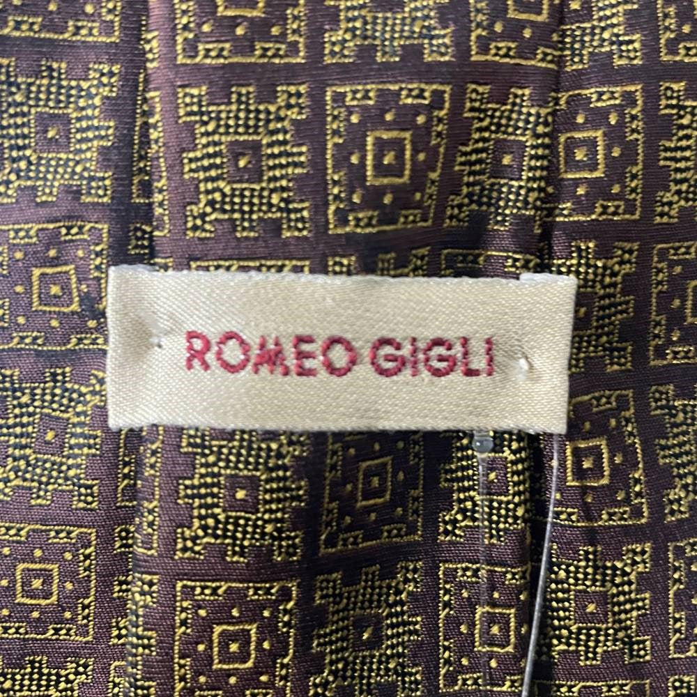 Romeo Gigli Brown Pattern Silk Tie - '90s