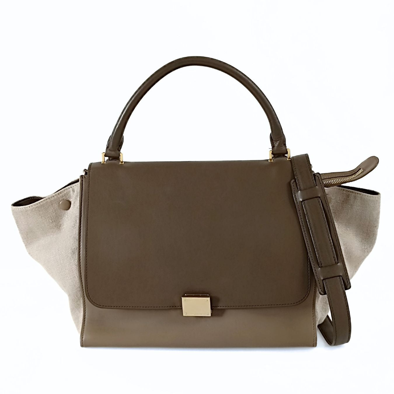 Céline Céline Trapèze shoulder bag in linen and leather - '10s