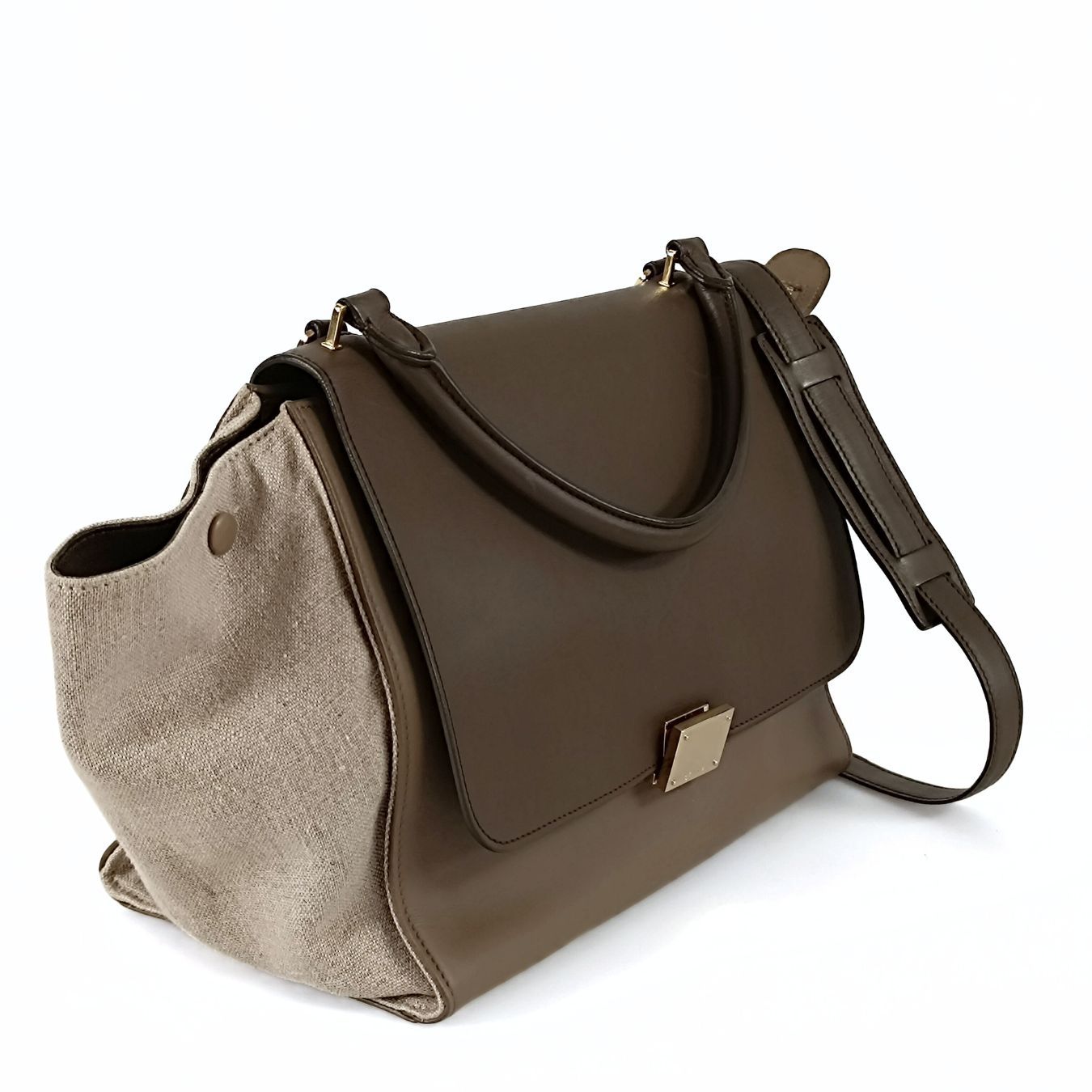 Céline Céline Trapèze shoulder bag in linen and leather - '10s