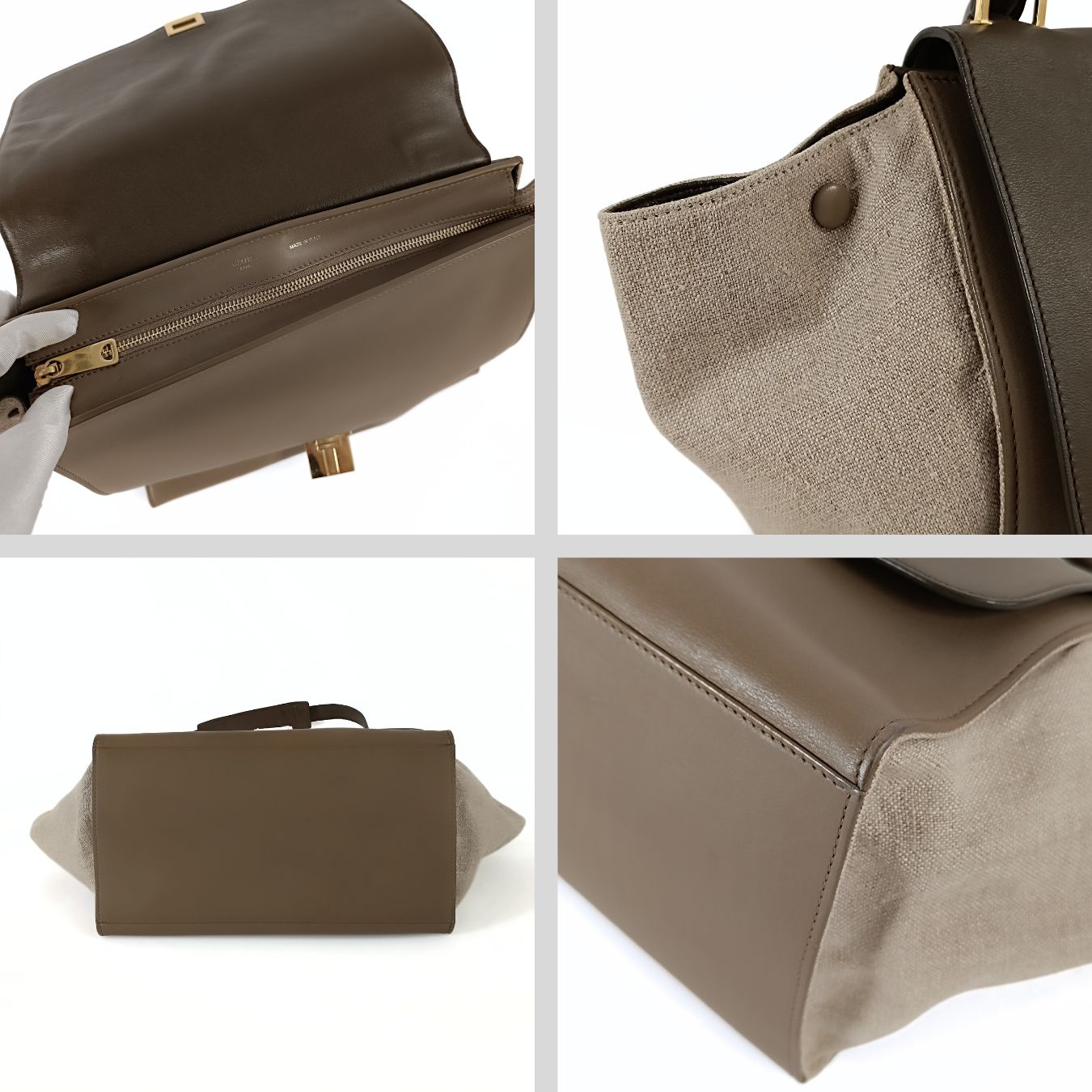 Céline Céline Trapèze shoulder bag in linen and leather - '10s