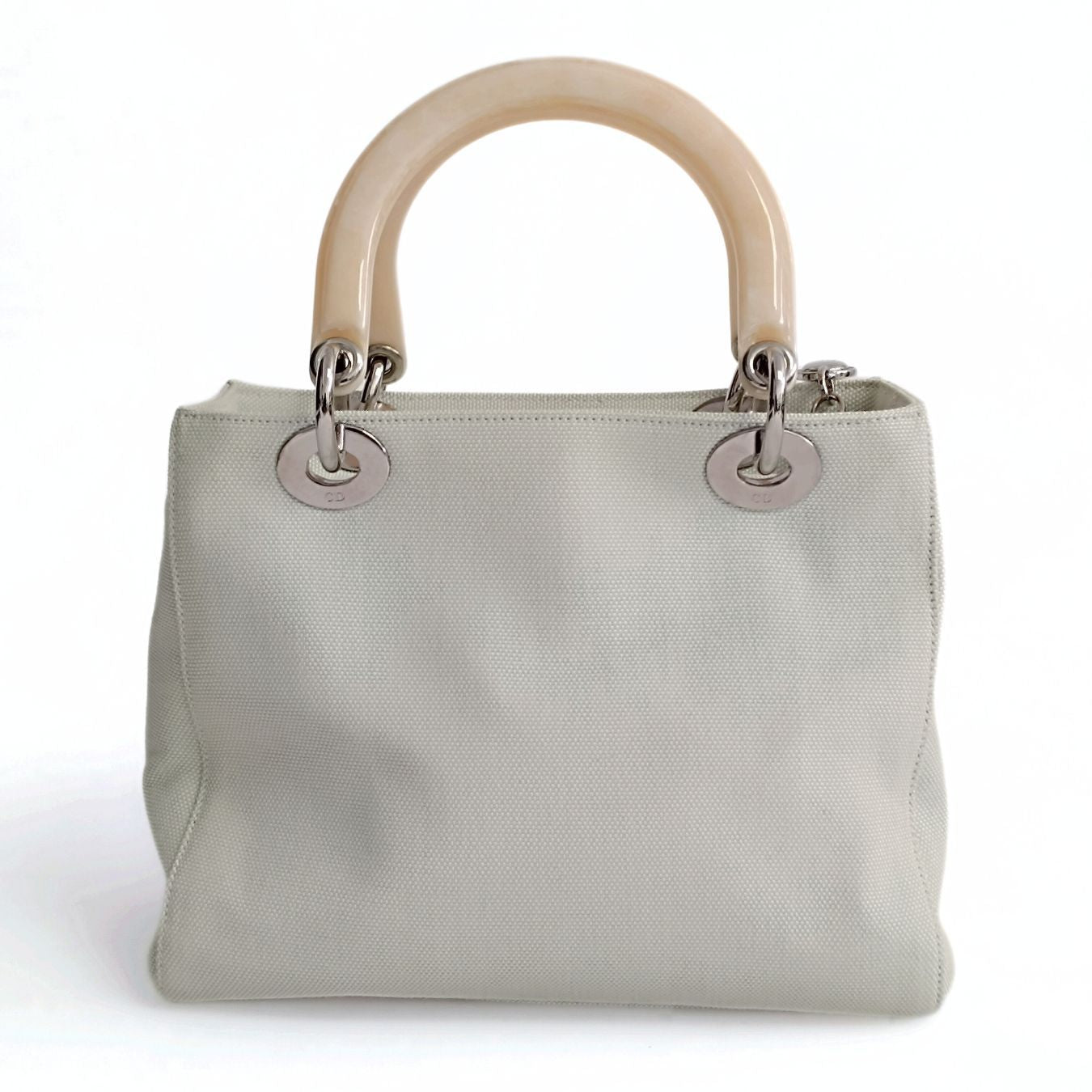 Dior Christian Dior Lady Dior bag in pastel aqua green canvas - '10s