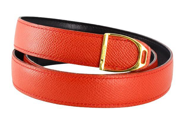 Hermès Reversible Belt in Red And Black - '10s