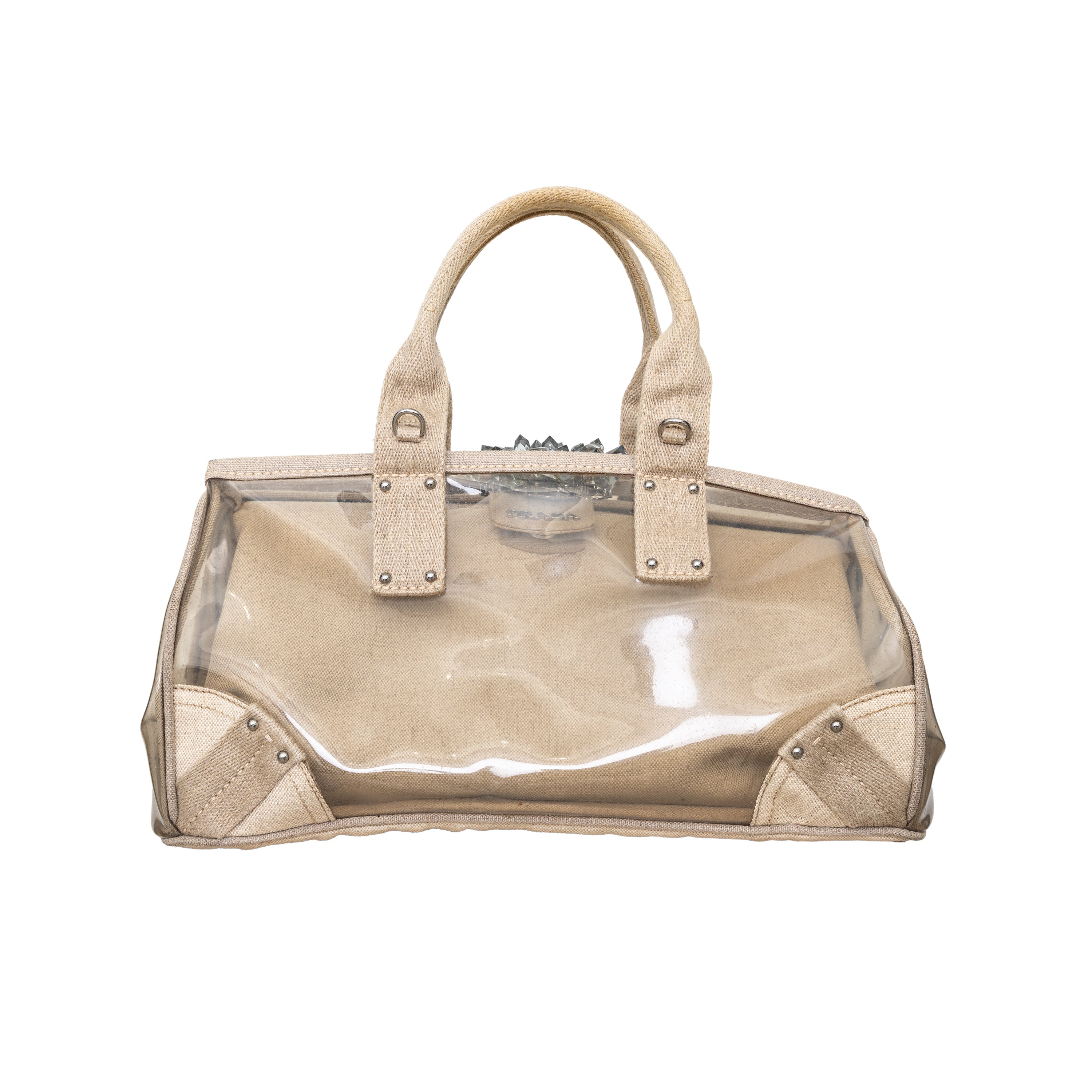 Prada Crystal Embellished PVC Canvas Frame Bag - '10s