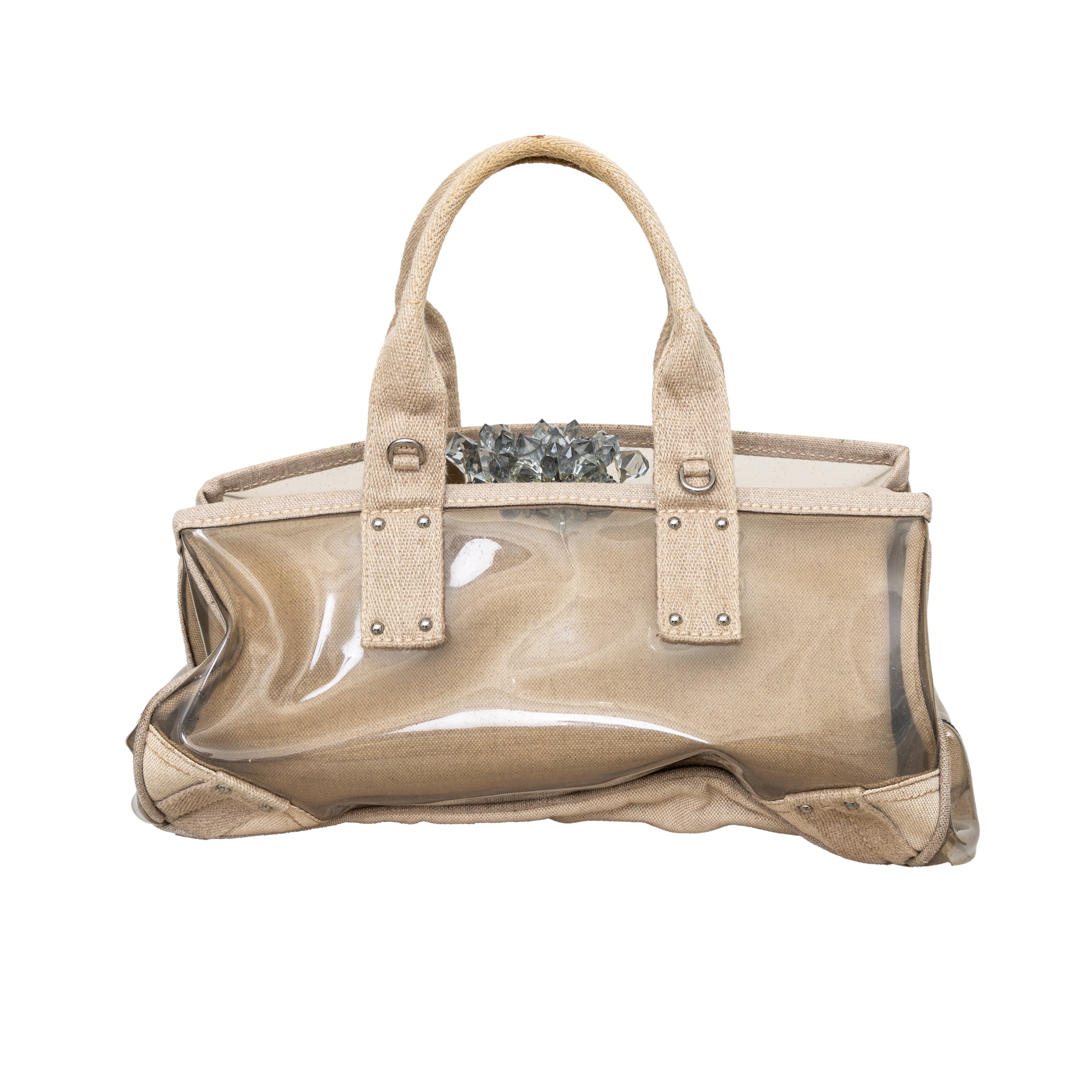 Prada Crystal Embellished PVC Canvas Frame Bag - '10s