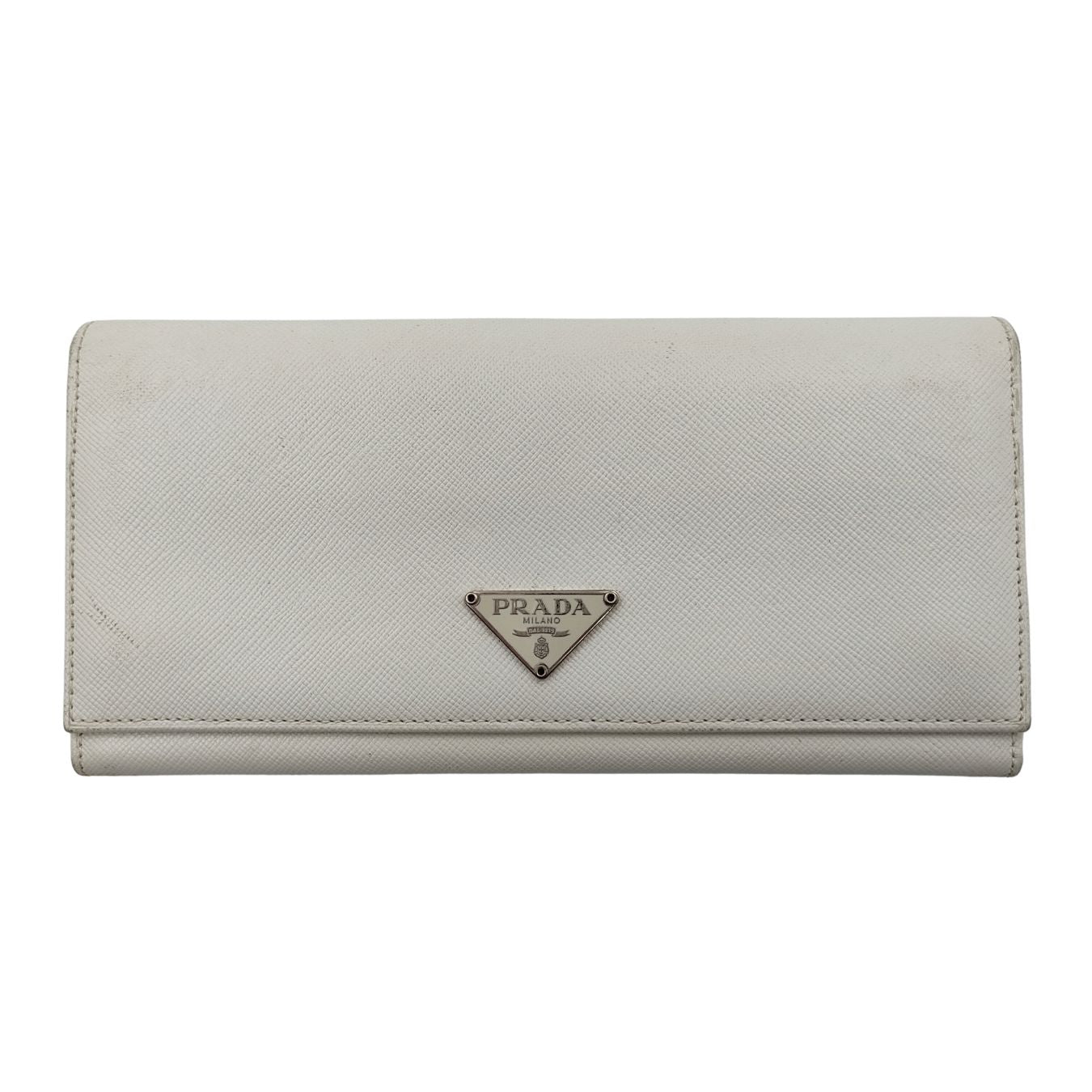 Prada Prada Saffiano long wallet in white leather - '10s