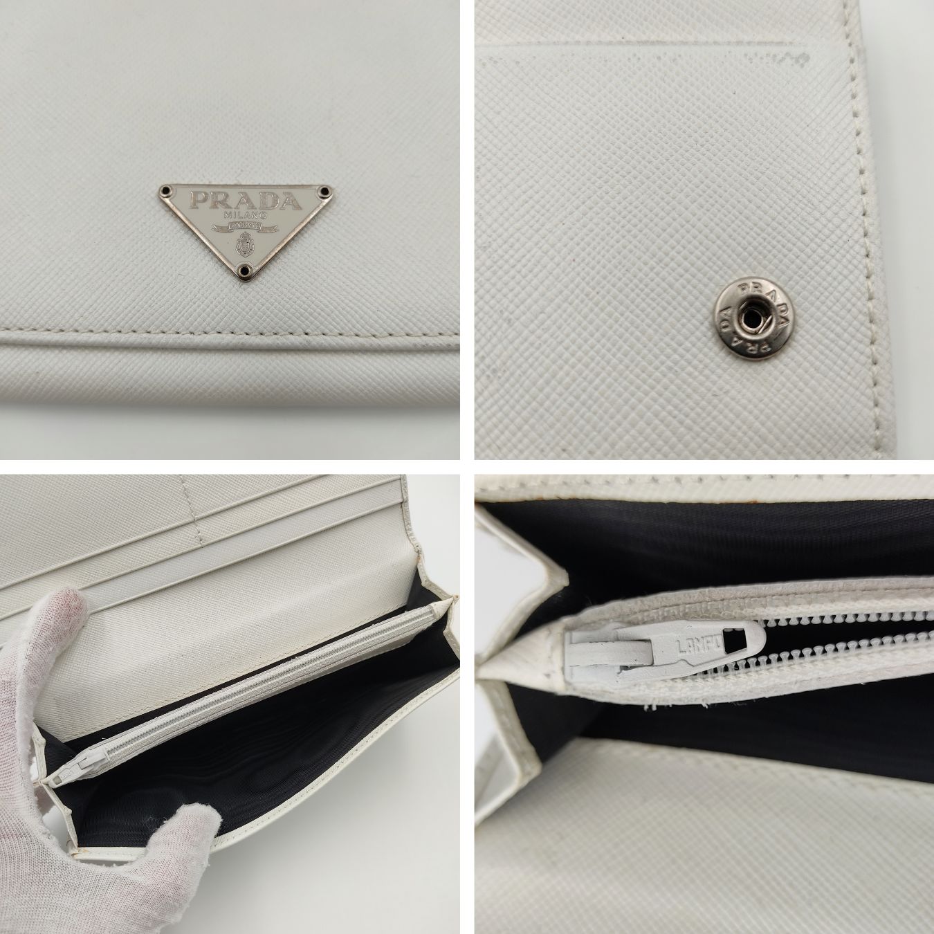 Prada Prada Saffiano long wallet in white leather - '10s