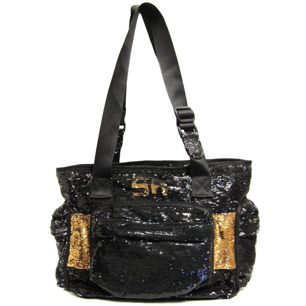 Sonia Rykiel Black and Gold Sequined Tote - 2000s