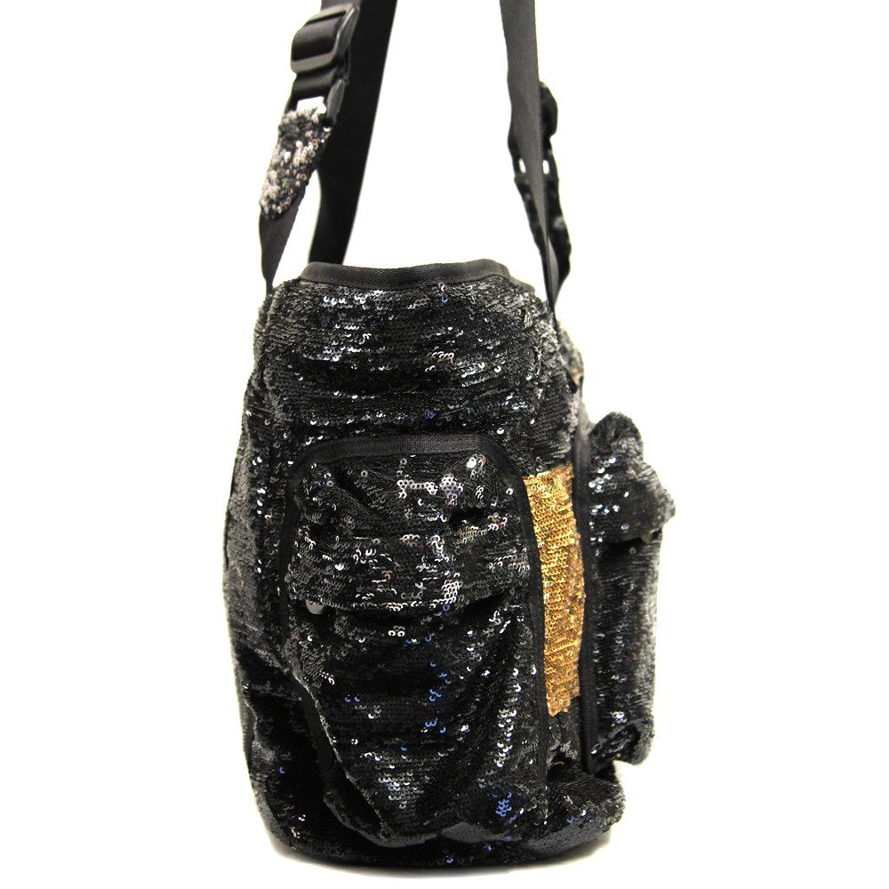 Sonia Rykiel Black and Gold Sequined Tote - 2000s