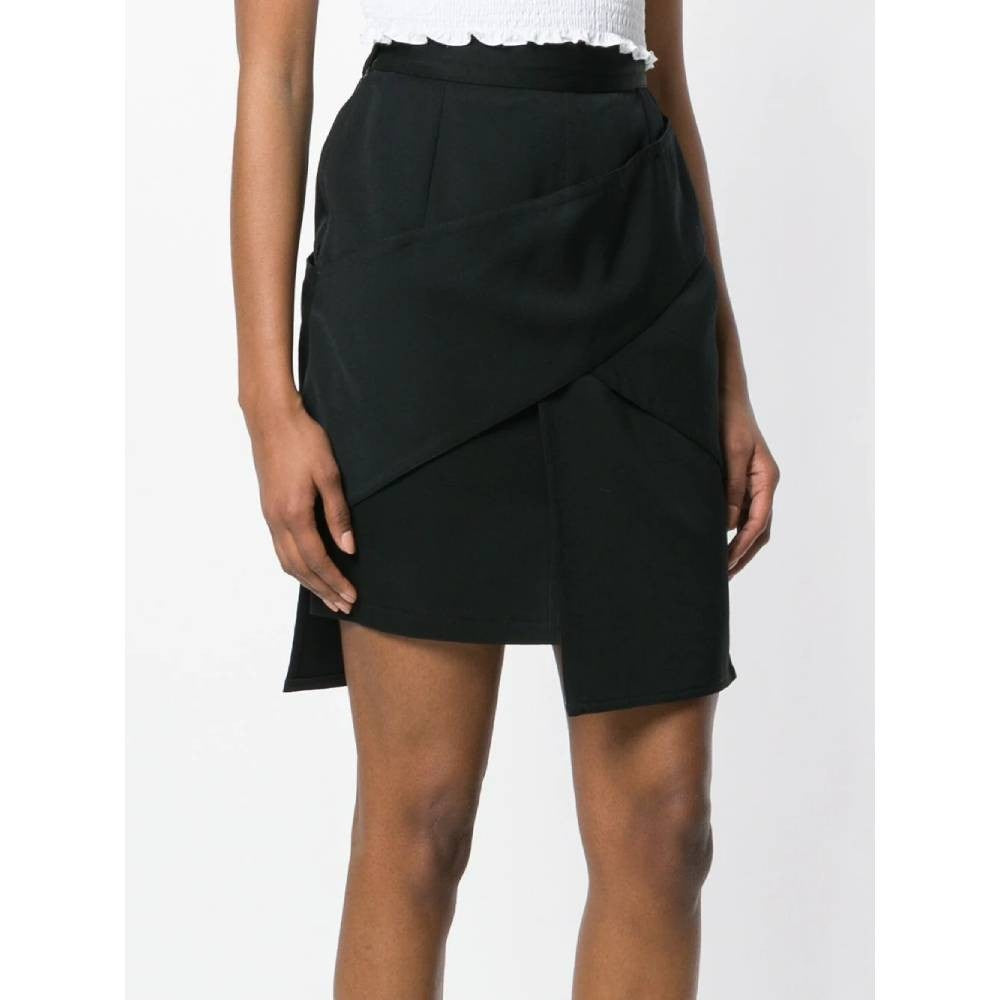 Versace Black Asymmetrical Wool Skirt - '90s