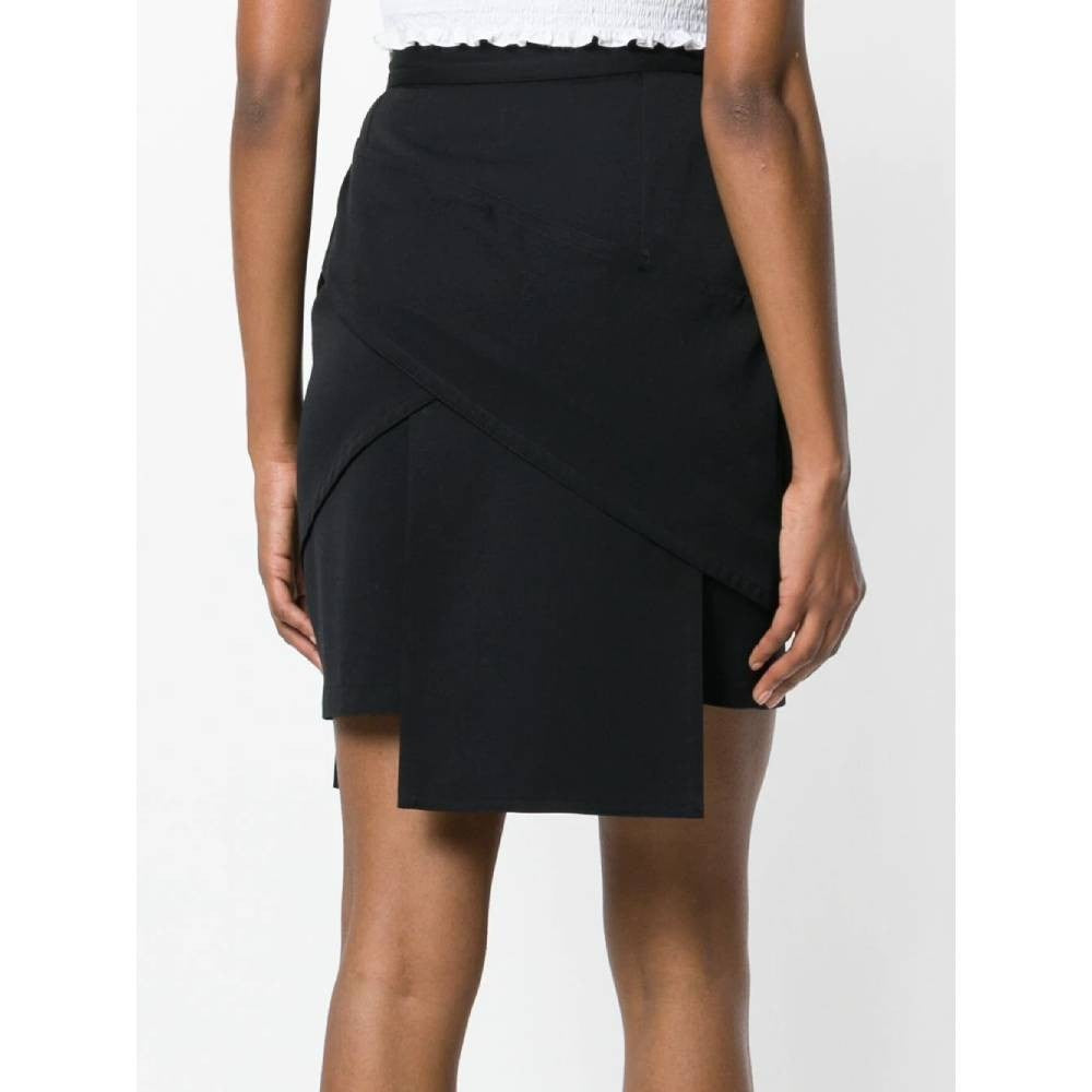 Versace Black Asymmetrical Wool Skirt - '90s