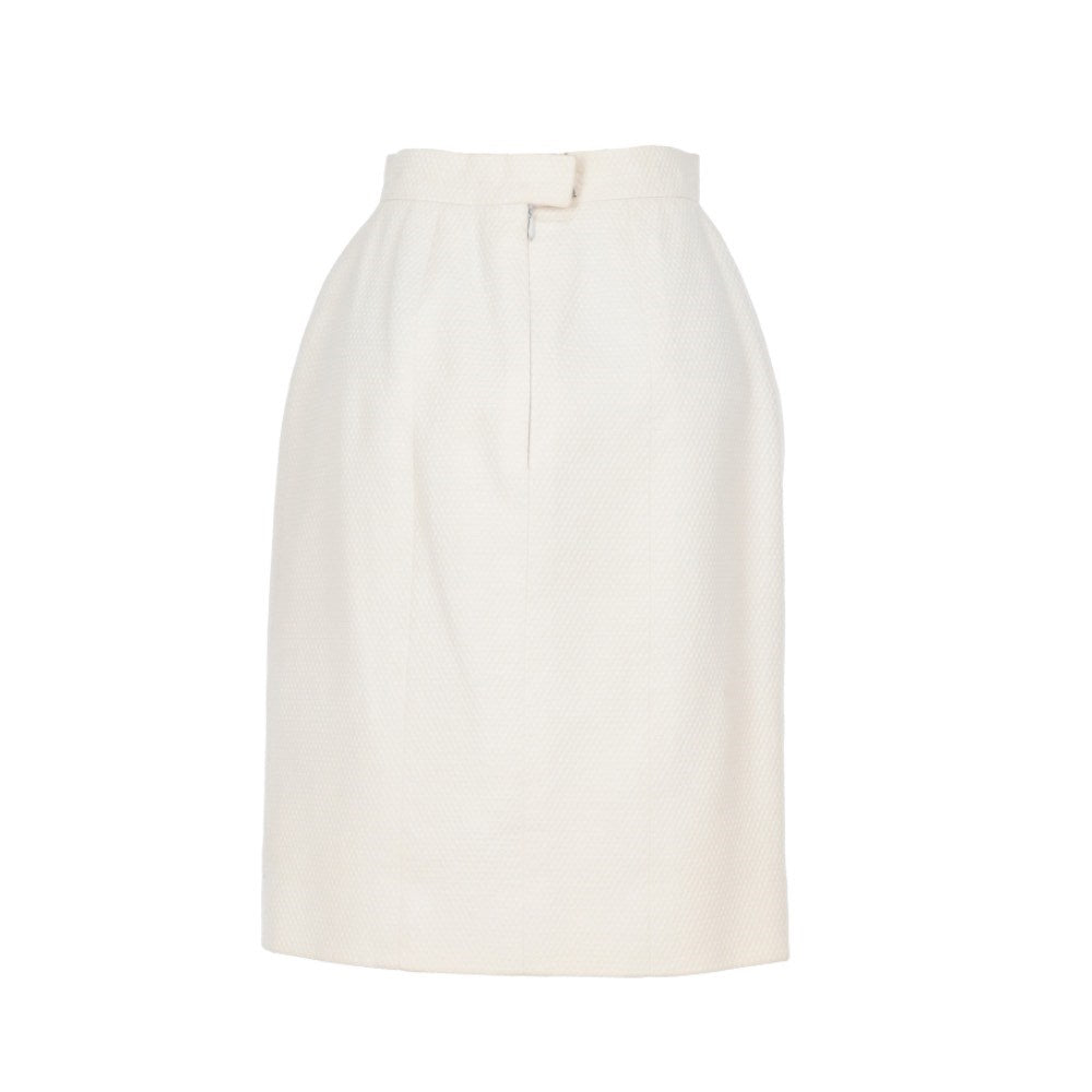 Chanel White Cotton Brocade Skirt - '90s