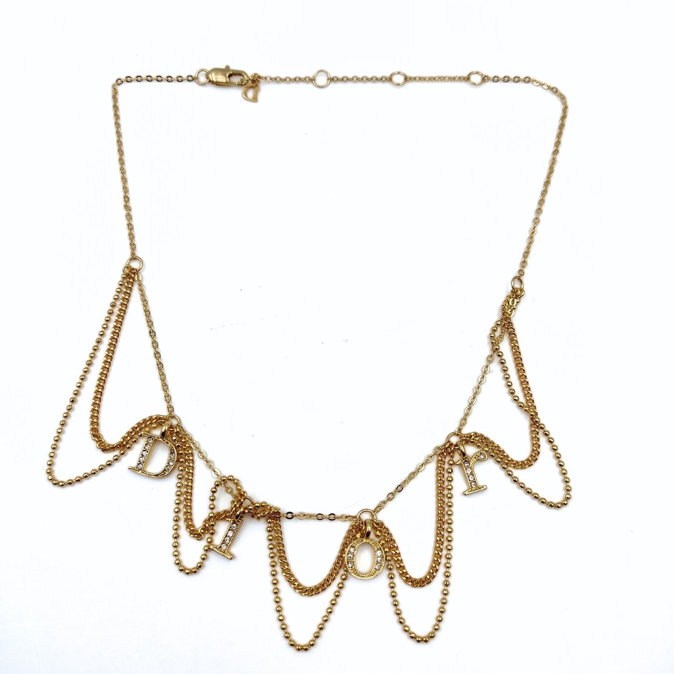 Dior Dior women's necklace in golden metal and rhinestones - '10s