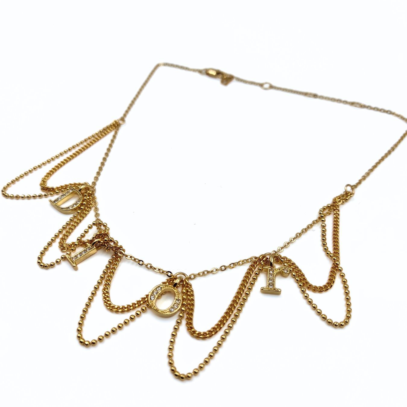 Dior Dior women's necklace in golden metal and rhinestones - '10s