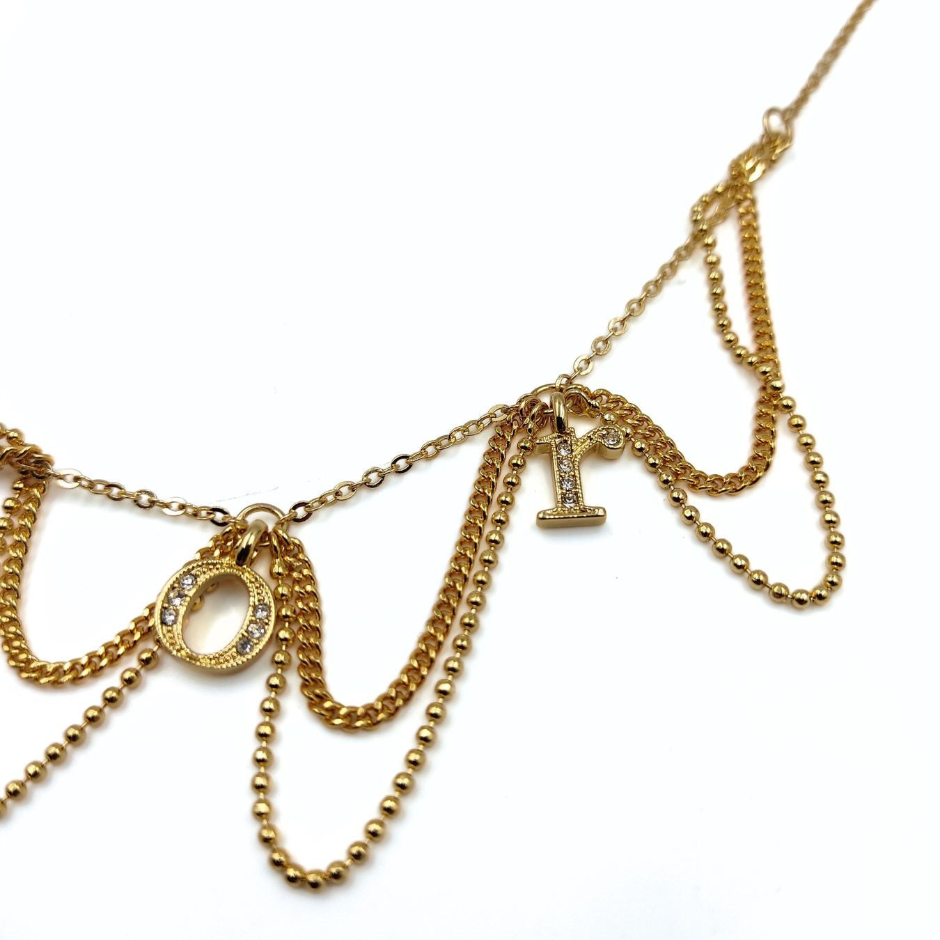 Dior Dior women's necklace in golden metal and rhinestones - '10s