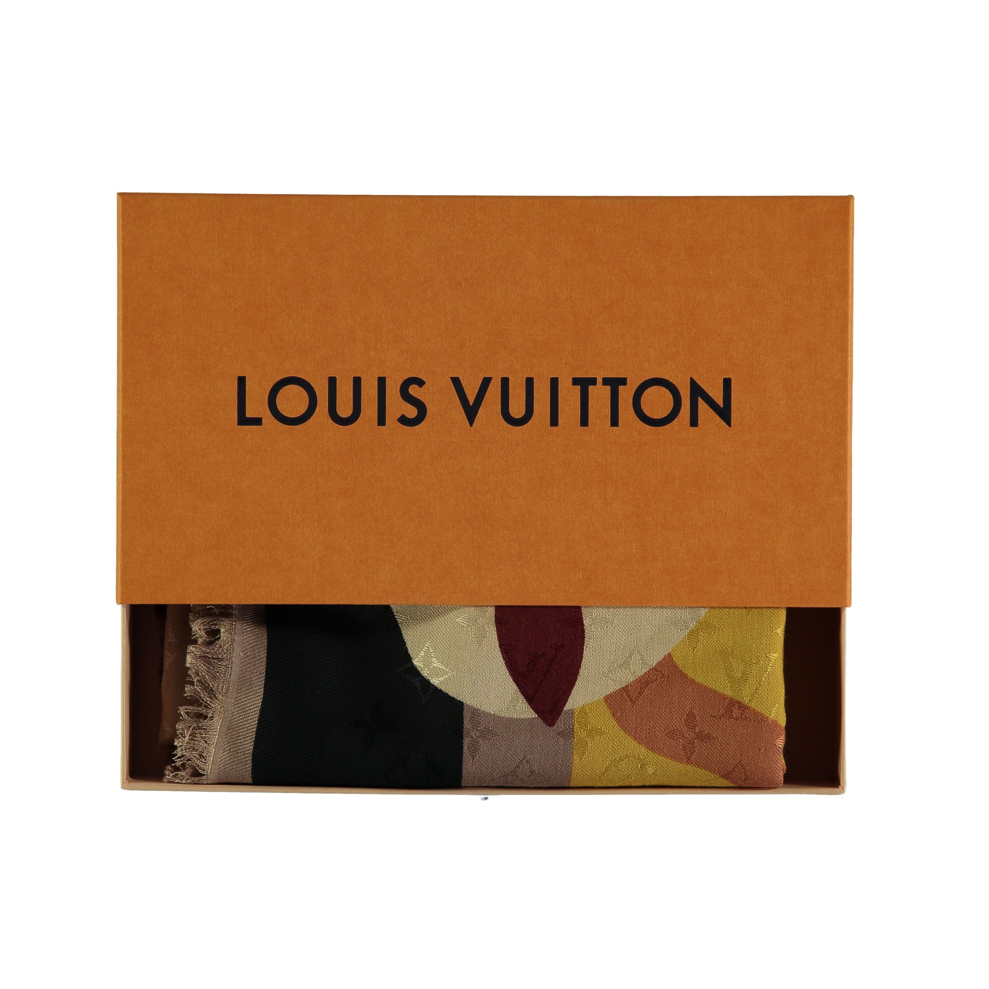 Louis Vuitton Logo Monogram Jungle Fever Printed Silk  Wool Scarf - '10s