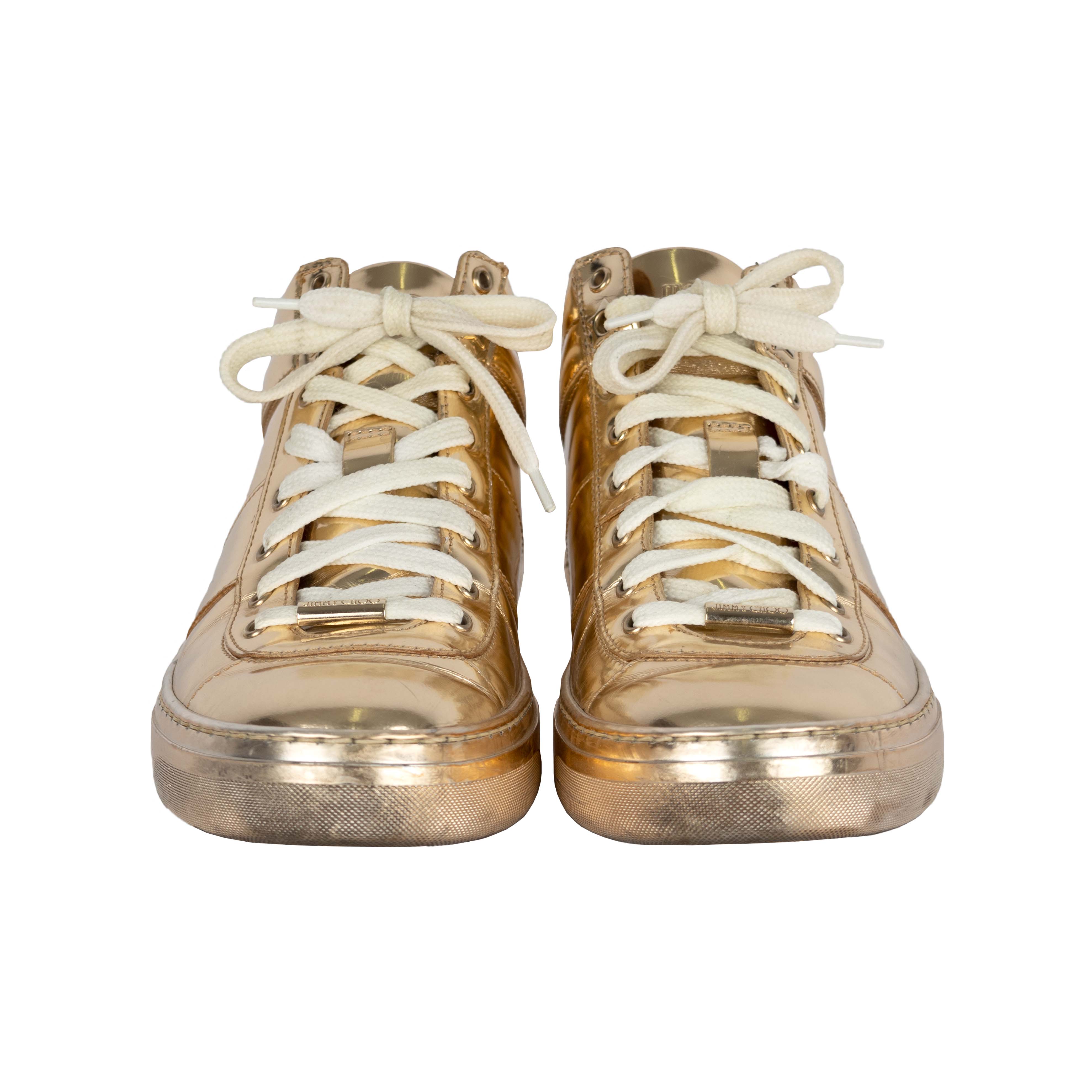 Jimmy Choo Belgravia Metallic Gold Sneakers - '10s