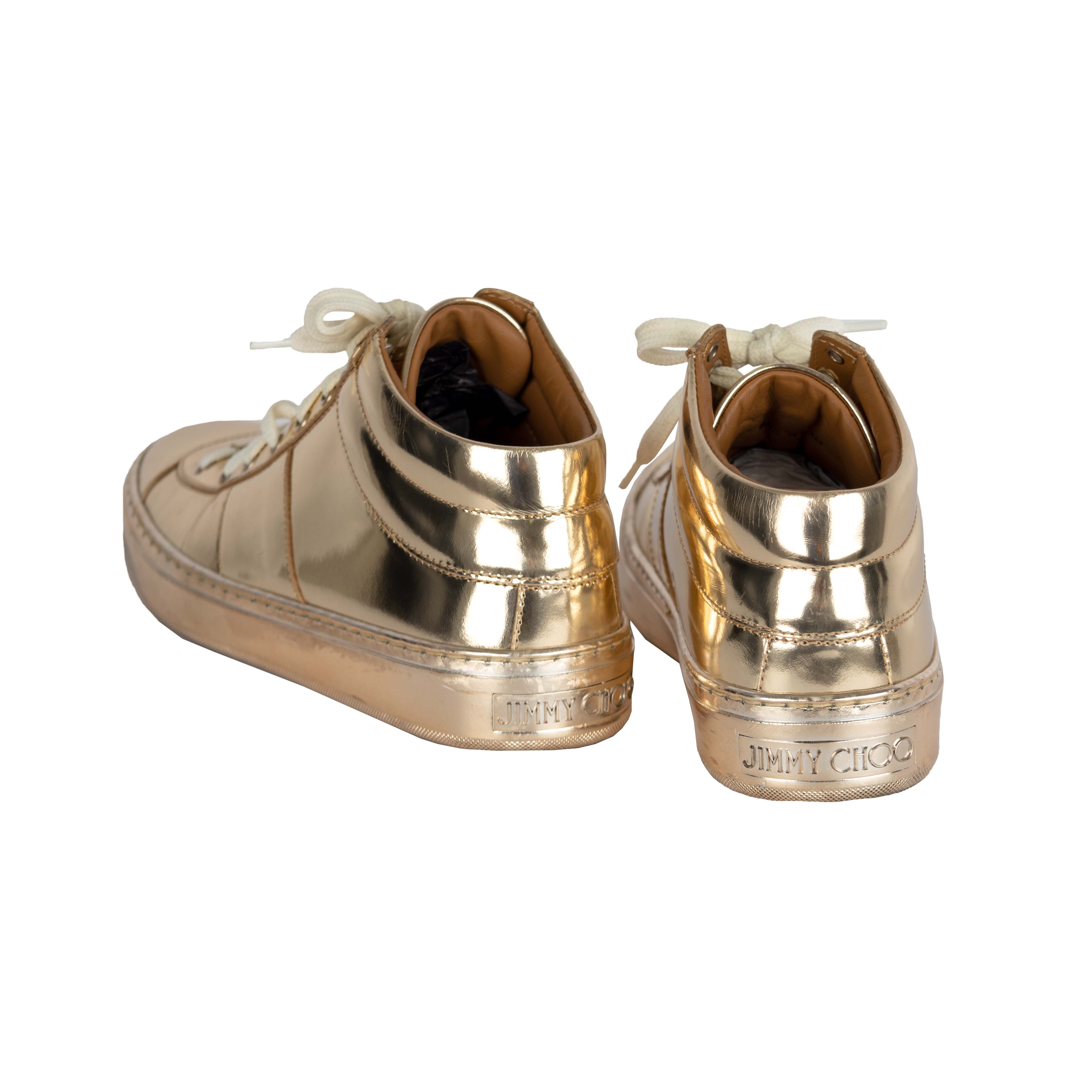 Jimmy Choo Belgravia Metallic Gold Sneakers - '10s