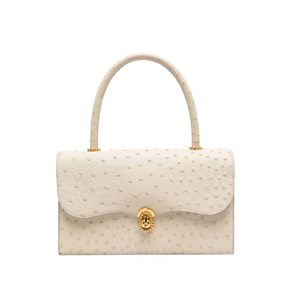 Hermès Ivory Ostrich Leather Handbag - '60s