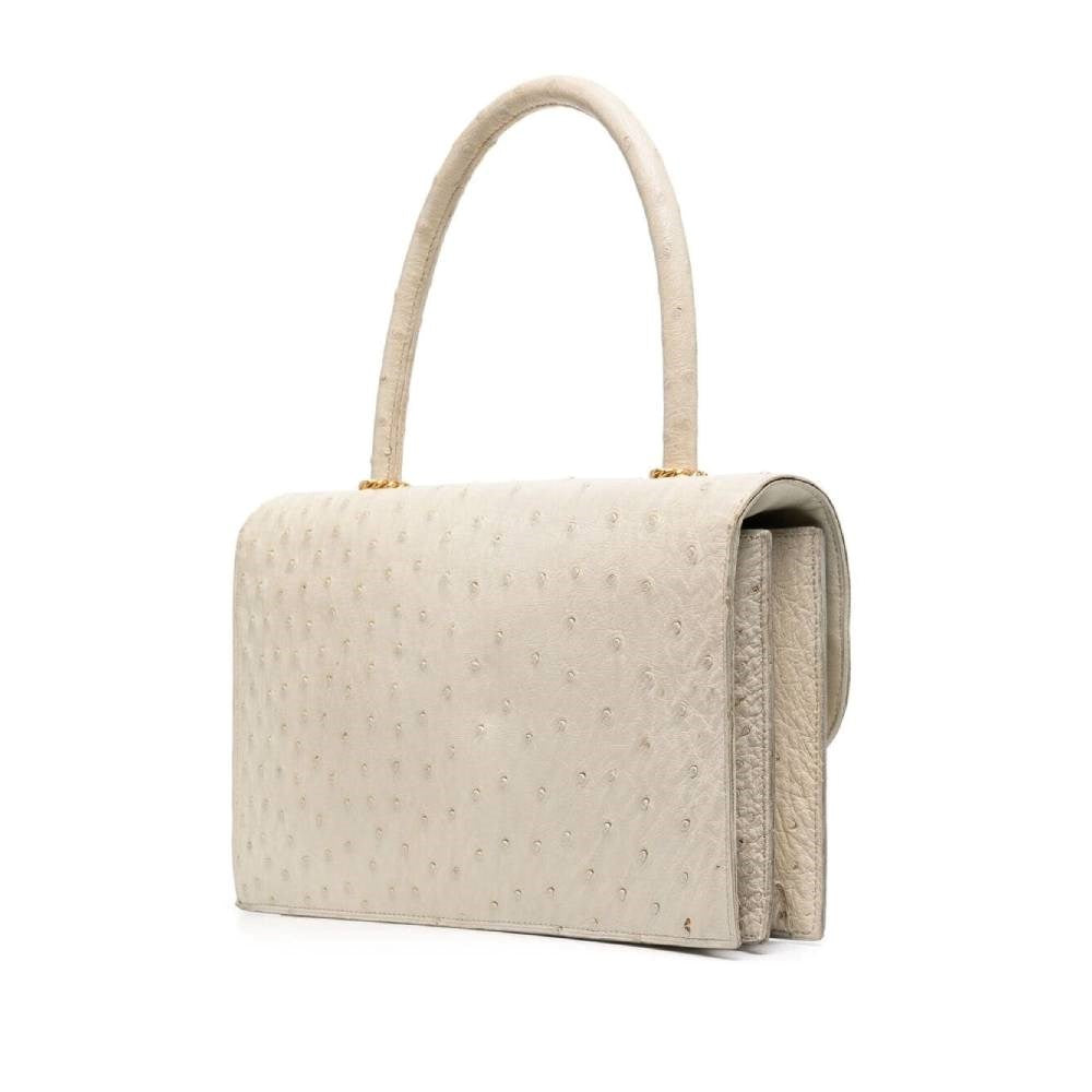 Hermès Ivory Ostrich Leather Handbag - '60s