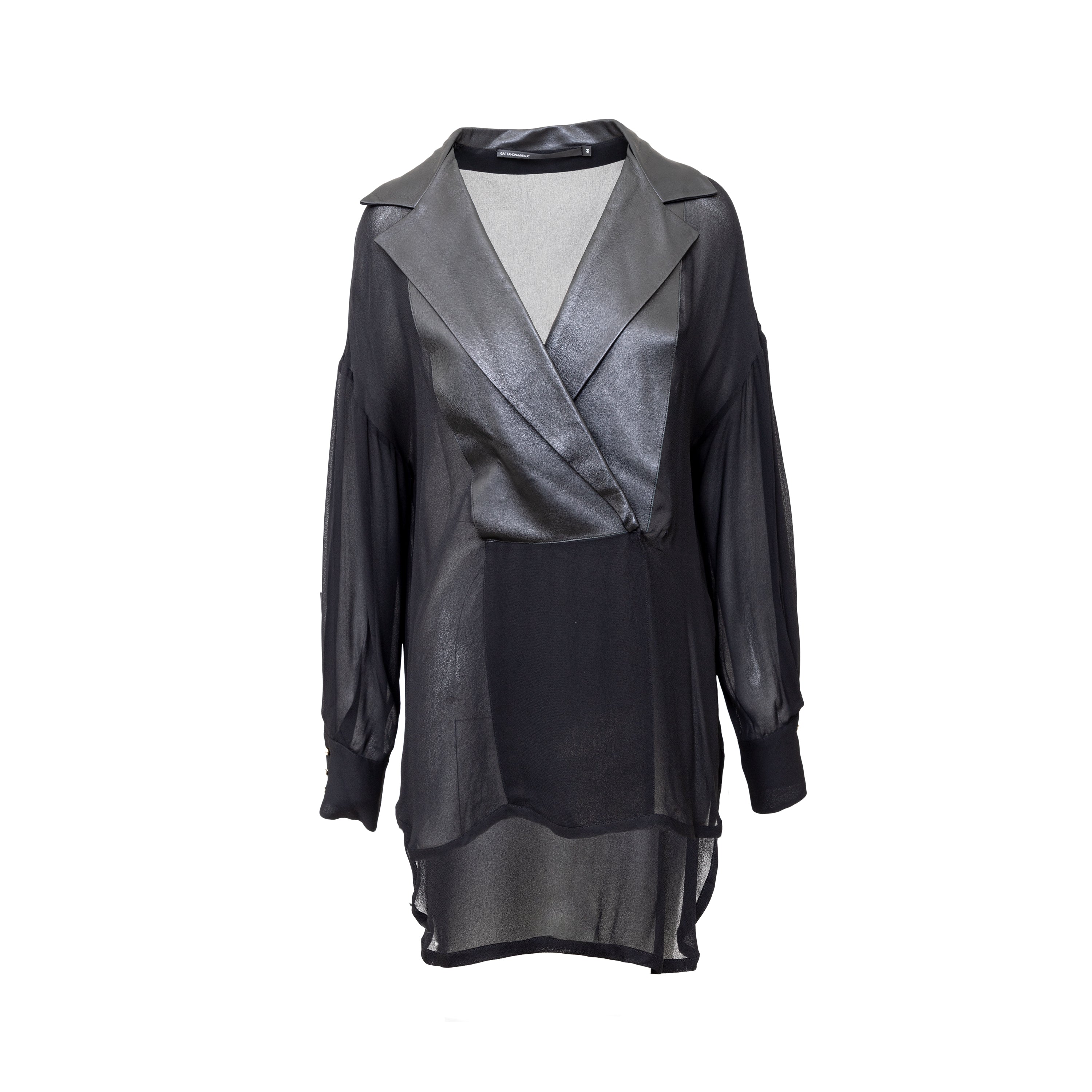 Gaetano Navarra Black Leather Blouse - '00s