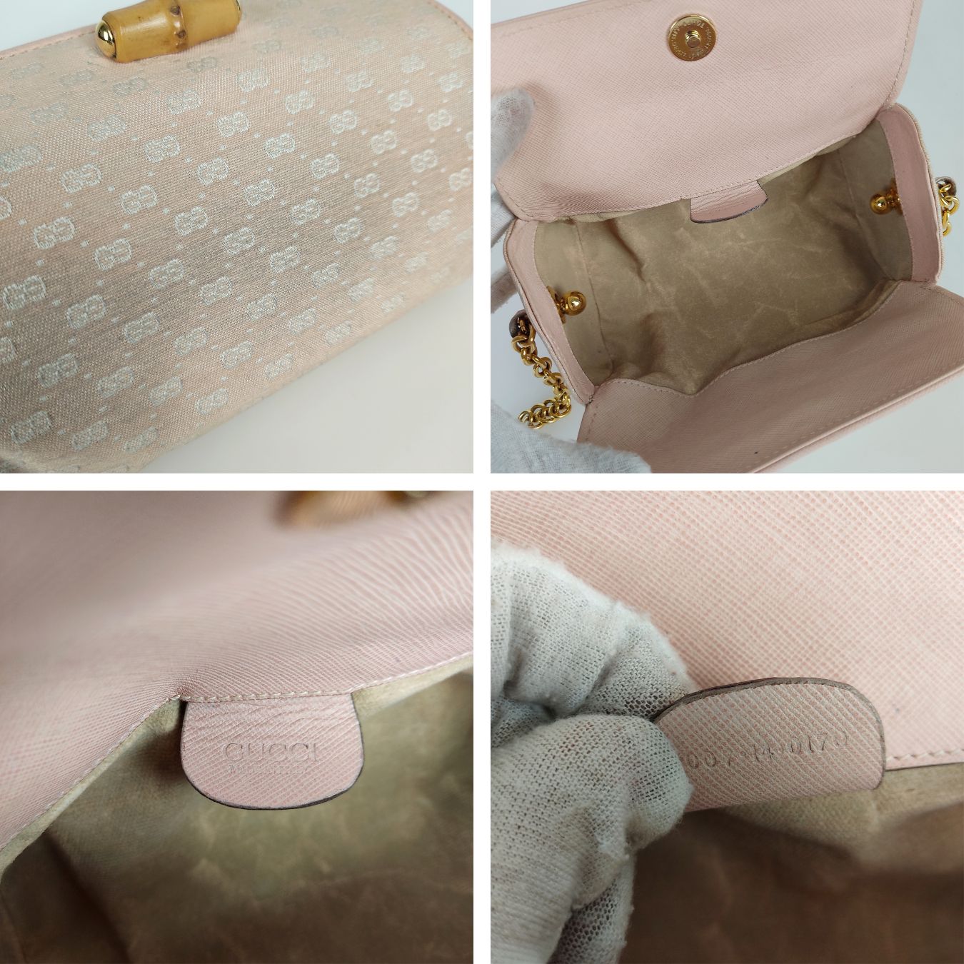 Gucci Gucci vintage Bamboo shoulder bag in pink GG canvas - '10s