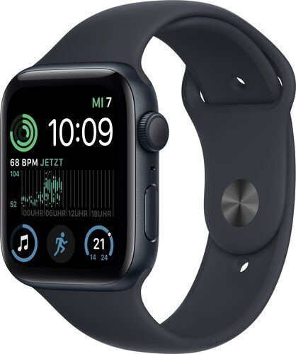 Apple Watch SE 44 mm (2022) GPS Midnatt Sportband Midnatt S/M