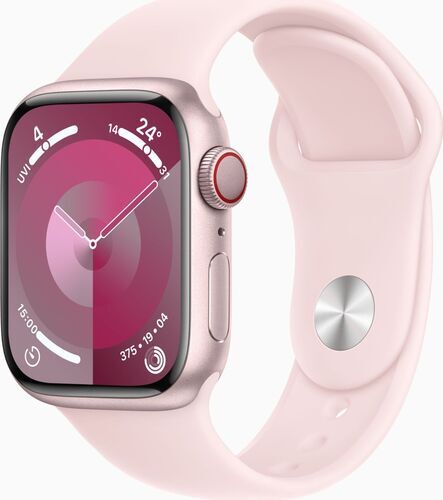 Apple Watch Series 9 Aluminium 41 mm (2023) GPS rosa Sportband ljusrosa M/L