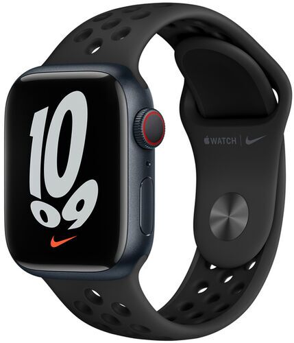 Apple Watch Nike Series 7 Aluminium 41 mm (2021) GPS + Cellular Midnatt Sportband svart