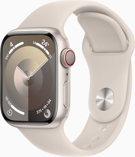 Apple Watch Series 9 Aluminium 41 mm (2023) GPS + Cellular Stjärnglans Sportband Stjärnglans S/M