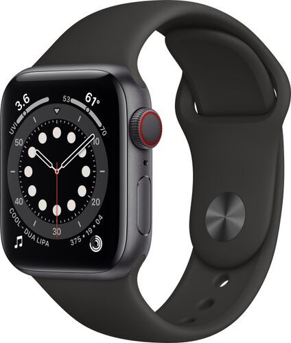 Apple Watch Series 6 Aluminium 40 mm (2020) GPS + Cellular rymdgrå Sportband svart