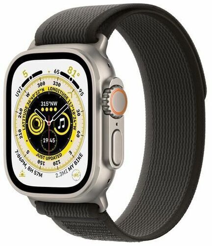 Apple Watch Ultra (2022) 49 mm GPS + Cellular silver Trail Loop S/M svart/grå