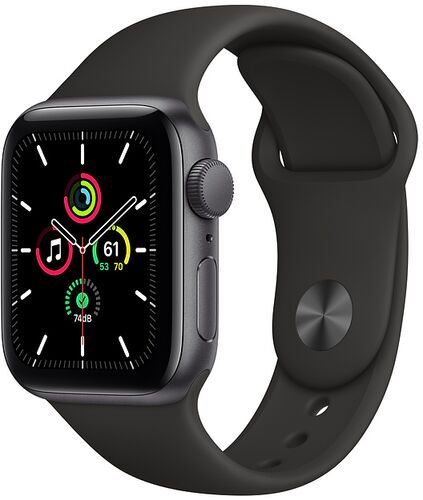 Apple Watch SE Aluminium 40 mm (2020) WiFi rymdgrå Sportband svart M/L