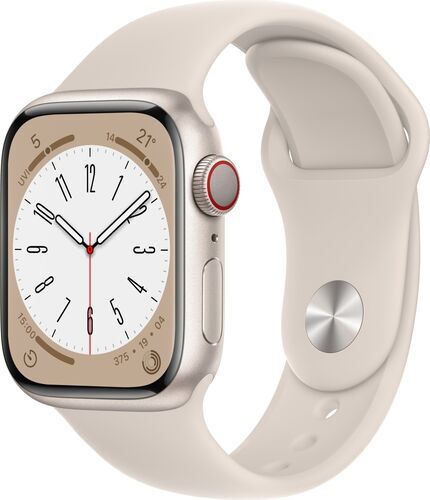 Apple Watch Series 8 Aluminium 41 mm (2022) GPS + Cellular Stjärnglans Sportband Stjärnglans M/L