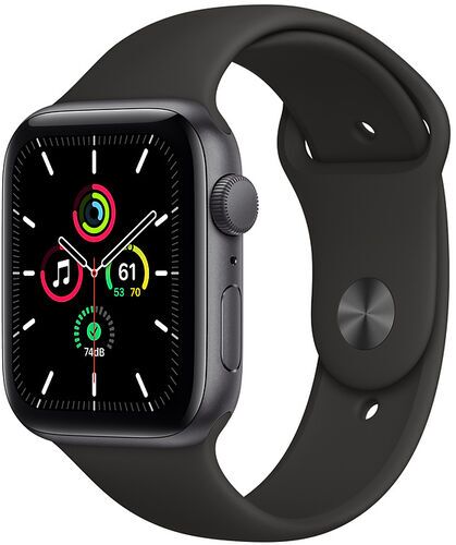 Apple Watch SE Aluminium 44 mm (2020) WiFi + Cellular rymdgrå Sportband svart