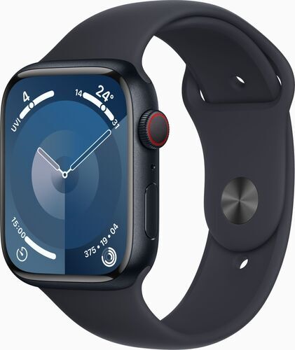 Apple Watch Series 9 Aluminium 45 mm (2023) GPS + Cellular Midnatt Sportband Midnatt S/M