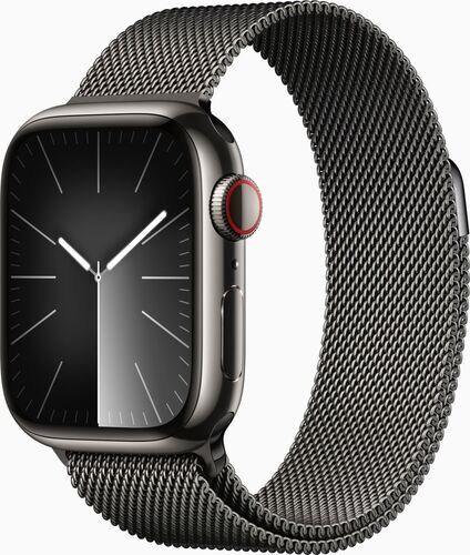 Apple Watch Series 9 Rostfritt stål 41 mm (2023) GPS + Cellular grafit Milanesisk armband grafit