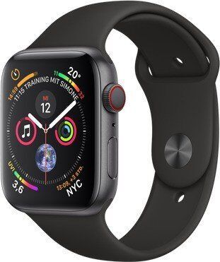 Apple Watch Series 4 (2018) 44 mm Aluminum GPS + Cellular grå Sportband svart