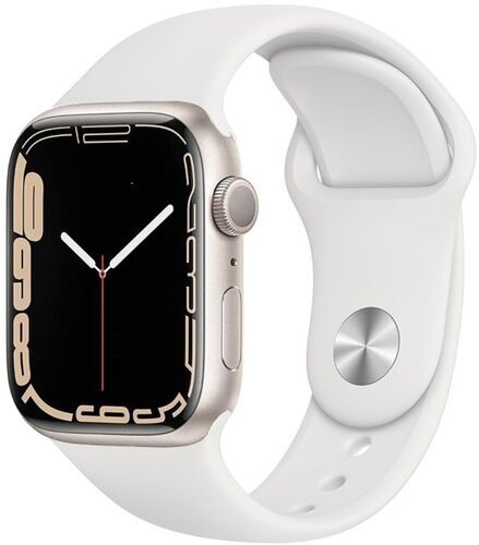 Apple Watch Series 7 Aluminium 45 mm (2021) GPS + Cellular Stjärnglans Sportband vit